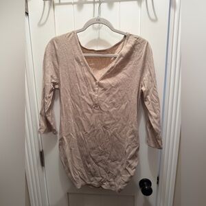 Old Navy Light Beige Long Sleeve V-Neck Top